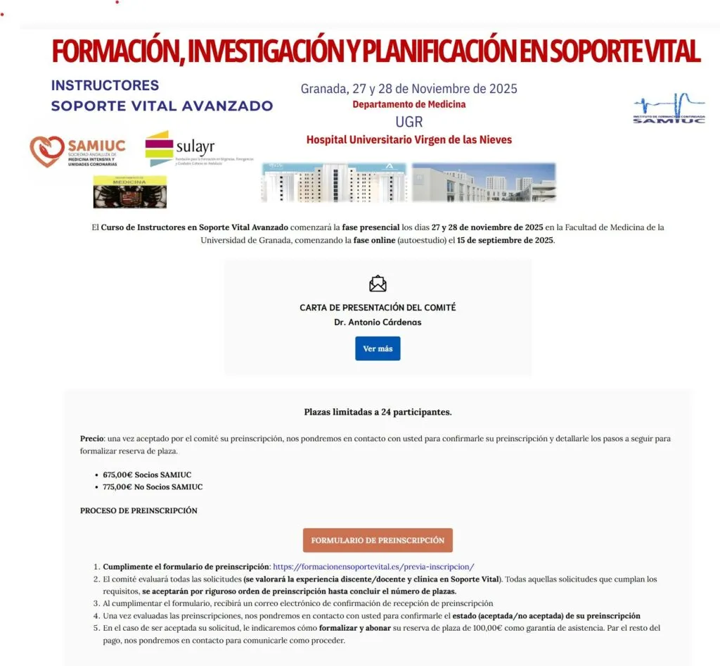 Curso de Instructores en Soporte Vital Avanzado